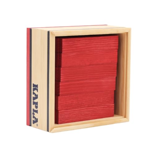 KAPLA 40 Squares Red - Wooden Construction Set - 40 Red Colored Building Planks - for Ages 3+ - Image 1