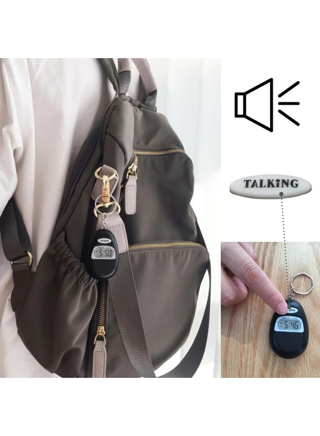 Talking Keychain Clock Voice Announcement Large Digital Display Black - Image 4