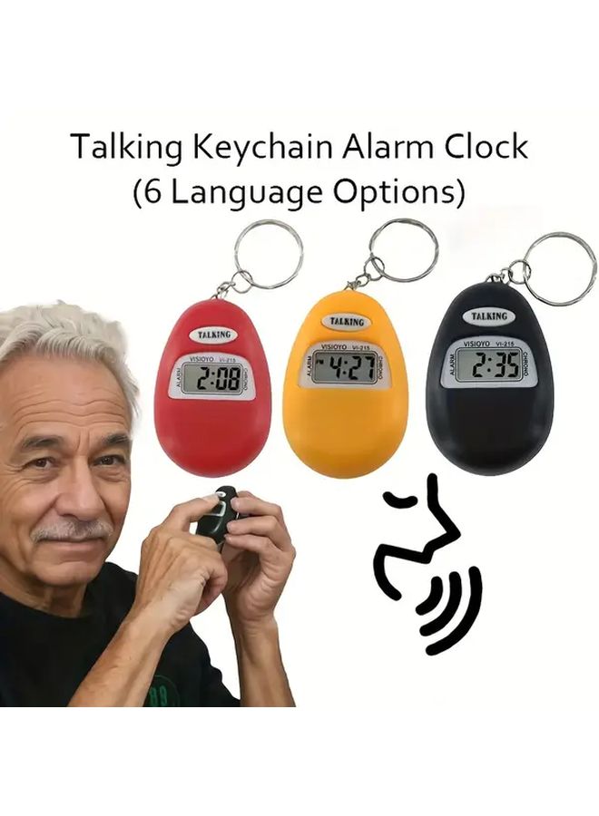 Talking Keychain Clock Voice Announcement Large Digital Display Black - Image 1