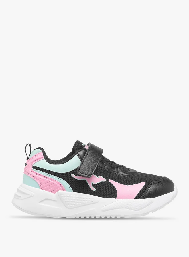 kangaROOS Girls' Logo Detail Sports Shoes with Hook and Loop Closure