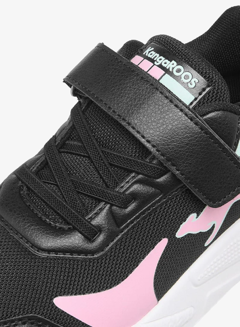 kangaROOS BLACK Girls' Logo Detail Sports Shoes with Hook and Loop Closure for Women | Best Price UAE