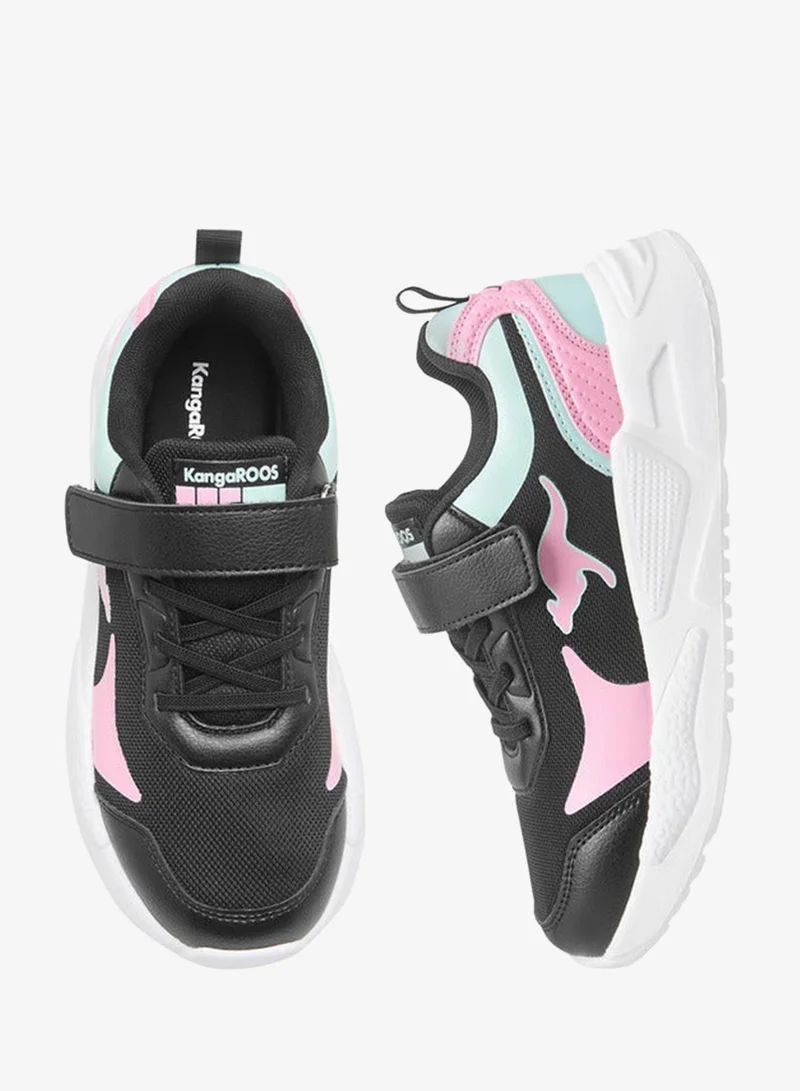 kangaROOS BLACK Girls' Logo Detail Sports Shoes with Hook and Loop Closure for Women | Best Price UAE