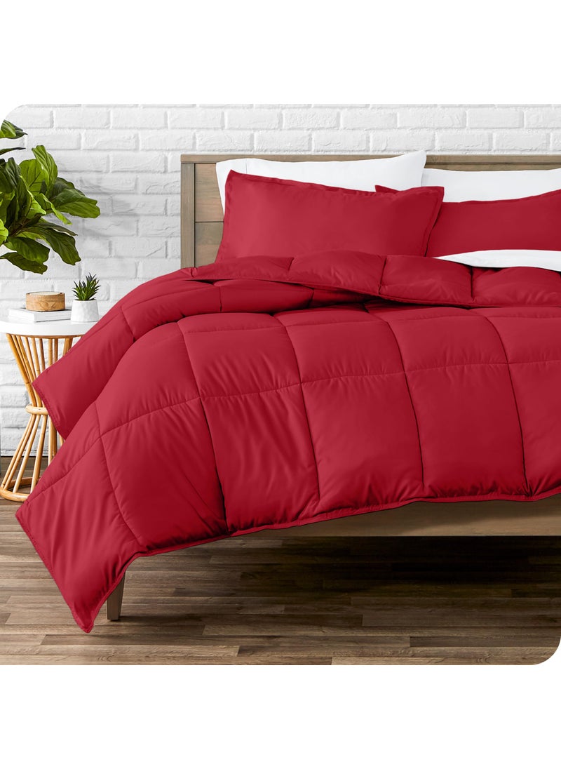 Bare Home Bare Home Comforter Set  Full Size  UltraSoft  Goose Down Alternative  Premium 1800 Series  All Season Warmth Full Red 