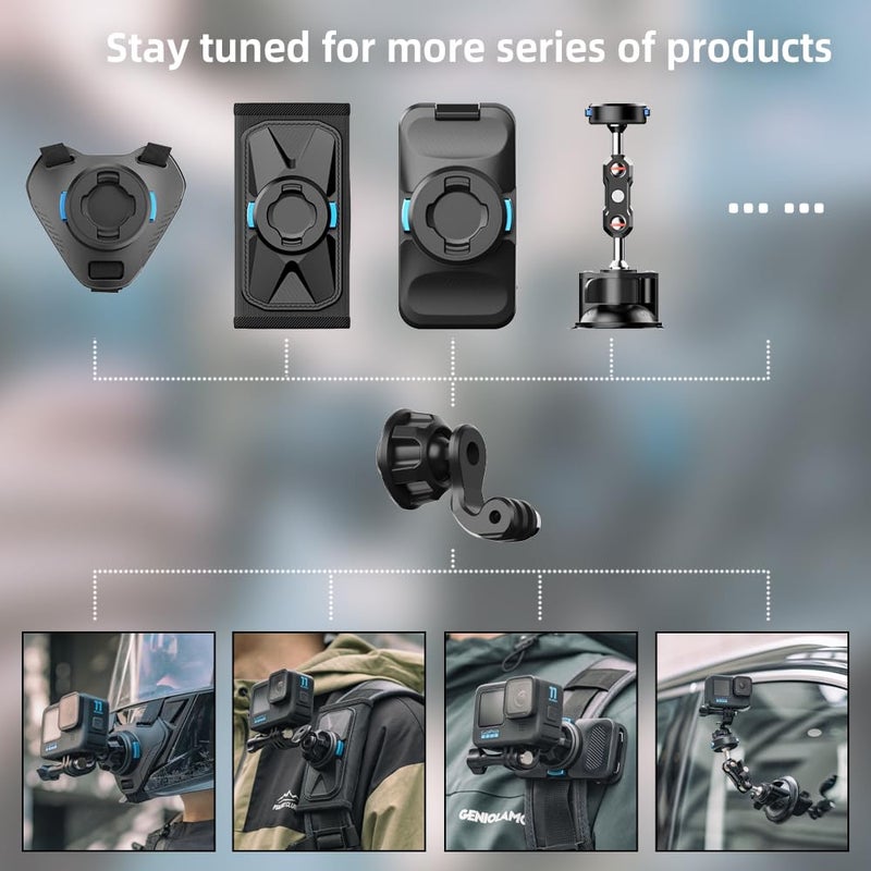 SUREWO Magnetic Quick Release Motorcycle Helmet Chin Strap Mount Compatible with Go pro Hero 13,12,11,10, 9, 8, 7, (2018), 6 5,DJI Osmo Action 6/5 Pro/4/3/2, AKASO, SJCAM and More - Image 2