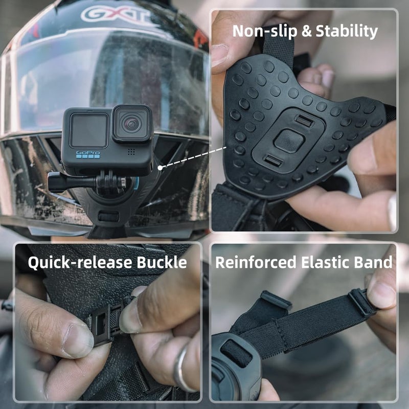 SUREWO Magnetic Quick Release Motorcycle Helmet Chin Strap Mount Compatible with Go pro Hero 13,12,11,10, 9, 8, 7, (2018), 6 5,DJI Osmo Action 6/5 Pro/4/3/2, AKASO, SJCAM and More - Image 5