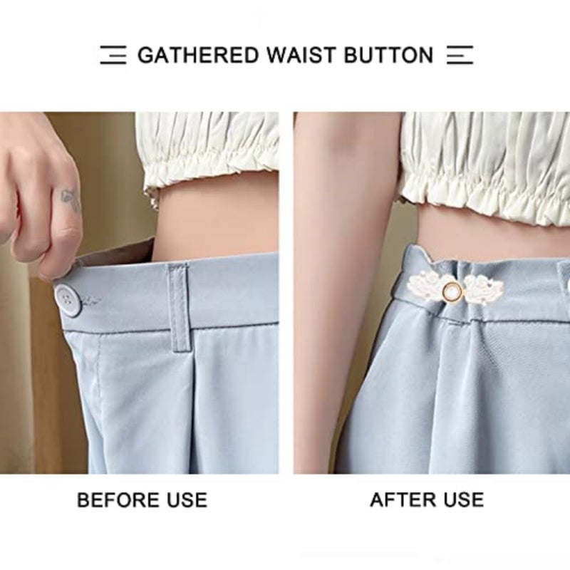 Kofati 2 Set Adjustable Waist Buckle Adjustable Pant Waist Tightener Button Pins Sewing Button Waist Tightener Clip Waist Adjuster Clips for Dresses Pants Jeans Sleeves Too Big Loose  - Image 3