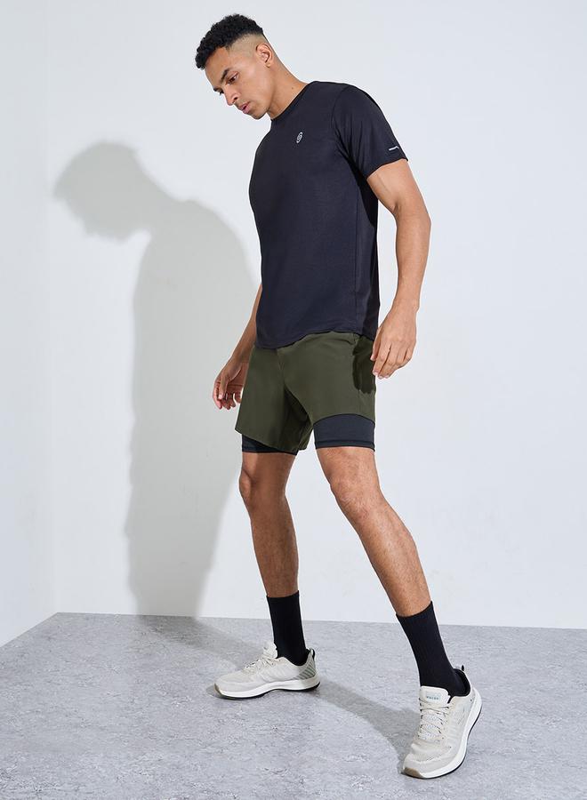 Styli Active Men Olive 2in1 Running Shorts - Image 2