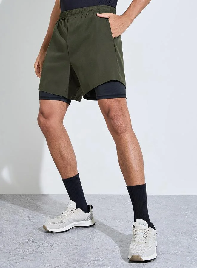 ستايلي اكتيف Men Olive 2in1 Running Shorts