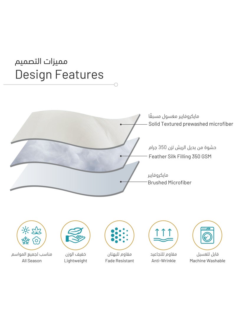 Donetella - Comforter Set 4-Pcs Single Size Bed Fits(120 x 200 Cm) Bedding With Pom pom Lace And Removable Filler, White - Image 1