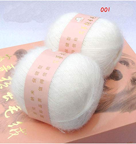 TrueValue 6 Balls Angora Mohair Wool Yarn Soft Fingering Baby Mohair Cashmere Hand Crochet Yarn for Knitting DIY Scarf Sweater Thread 300g (White) - Image 2