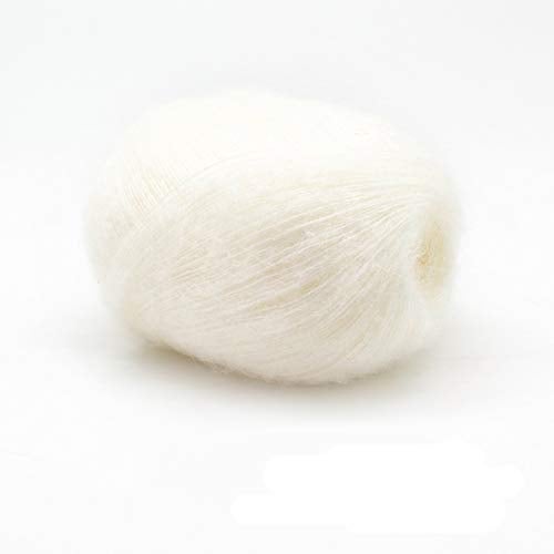 TrueValue 6 Balls Angora Mohair Wool Yarn Soft Fingering Baby Mohair Cashmere Hand Crochet Yarn for Knitting DIY Scarf Sweater Thread 300g (White) - Image 5