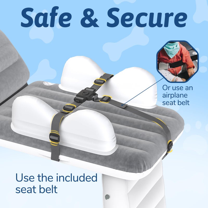 Omzer Inflatable Toddler Airplane Bed: Large Airplane Seat Extender for Kids with Cup Holder & Seat Belt - Portable Baby Travel Bed with Travel Bag & Hand Pump - Image 4