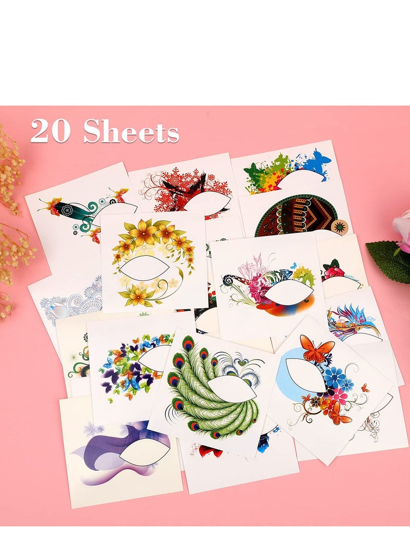 SYOSI Eye Tattoo Stickers, 20 Sheets Eyeshadow Stickers, Temporary Eyeliner Decals, erfly Flower Face Fake Makeup for Women Girls Masquerade Party Decoration - Image 3