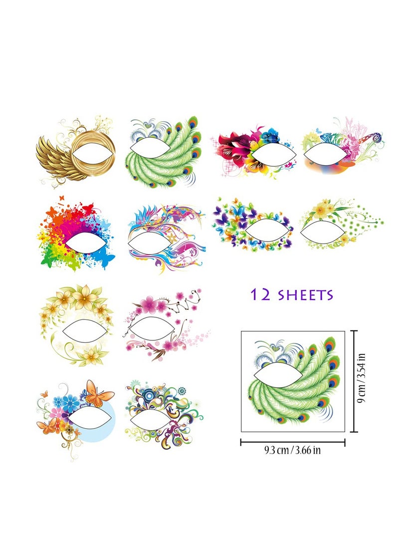 SYOSI Eye Tattoo Stickers, 20 Sheets Eyeshadow Stickers, Temporary Eyeliner Decals, erfly Flower Face Fake Makeup for Women Girls Masquerade Party Decoration - Image 2