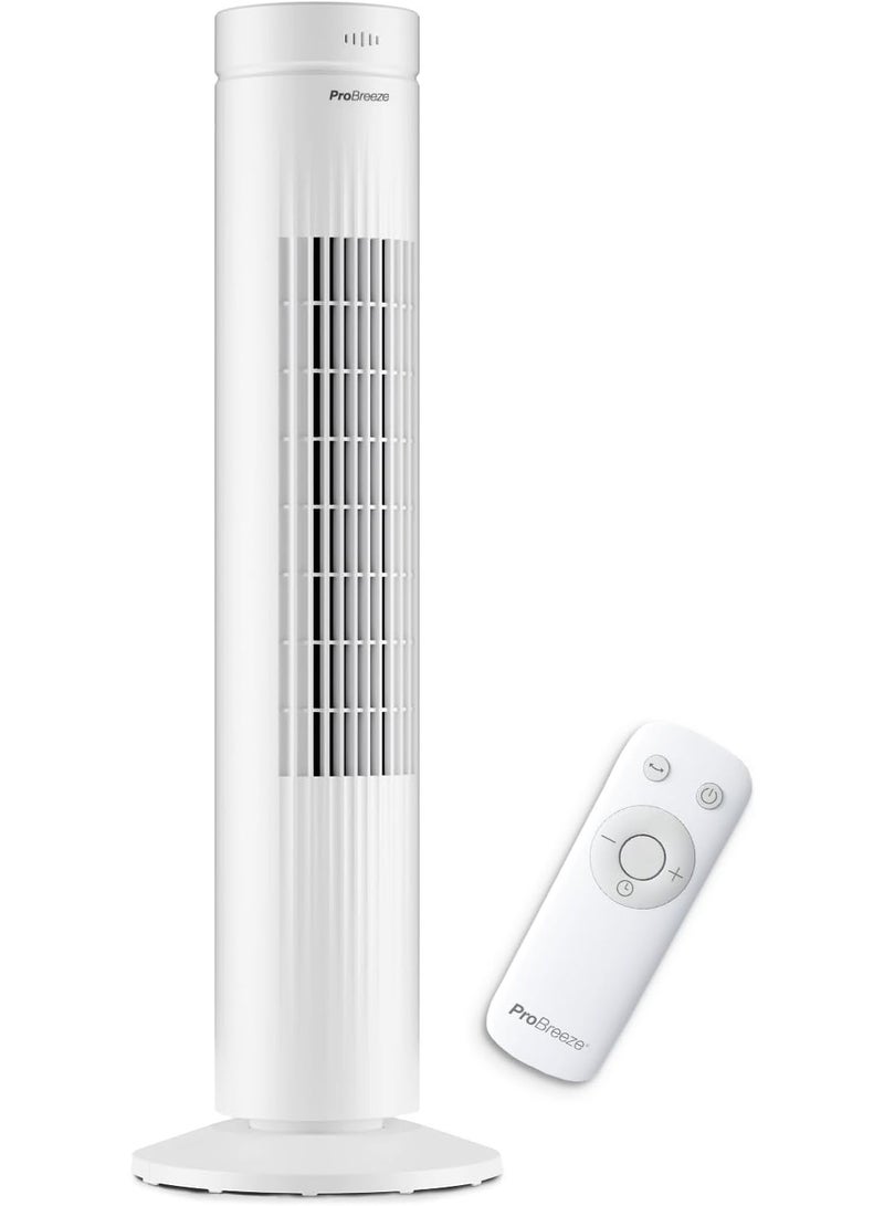 Pro Breeze 30" Tower Fan with 7-Hour Digital Timer, Remote Control, 3 Cooling Fan Modes & LED Light Indicator - Powerful & Energy-Efficient Electric Fan for Home and Office  - Image 1
