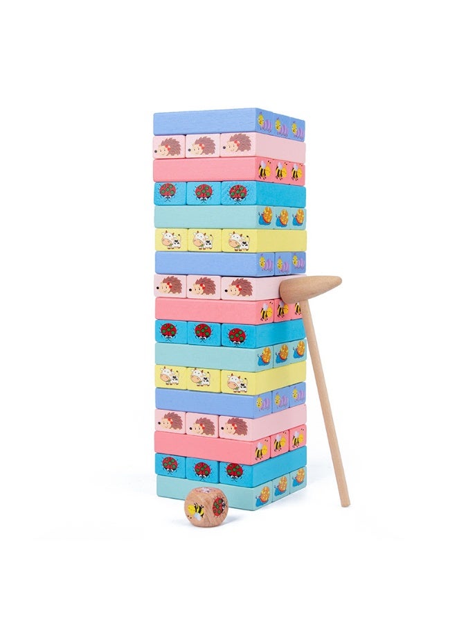 لعبة تكديس الفواكه للأطفال – 30 قطعة خشبية مع مطرقة، لعبة توازن ملونة للحفلات والمرح العائلي - Image 1