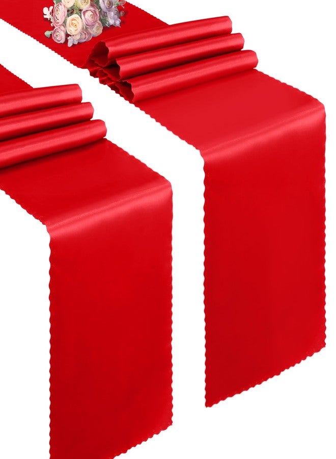 VACVELT 2 Pack Satin Table Runners - 12 x 108 Inches Long, Red Table Runner Decorations for Wedding, Birthday Party, Banquet, Graduation, Engagements - Image 1