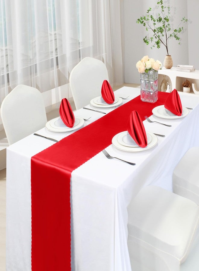 VACVELT 2 Pack Satin Table Runners - 12 x 108 Inches Long, Red Table Runner Decorations for Wedding, Birthday Party, Banquet, Graduation, Engagements - Image 2