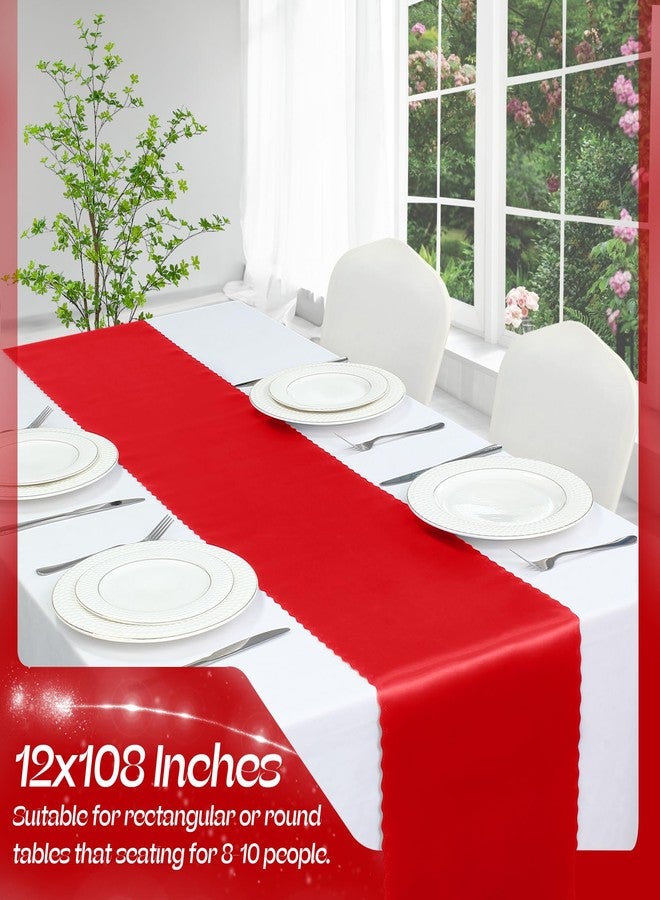 VACVELT 2 Pack Satin Table Runners - 12 x 108 Inches Long, Red Table Runner Decorations for Wedding, Birthday Party, Banquet, Graduation, Engagements - Image 3