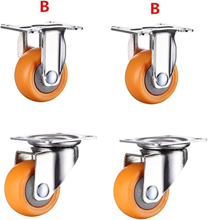 Heavy Duty 60kg Orange Swivel Castor Wheels 1.0 Inch Rubber Furniture Caster 4Pcs - Image 3