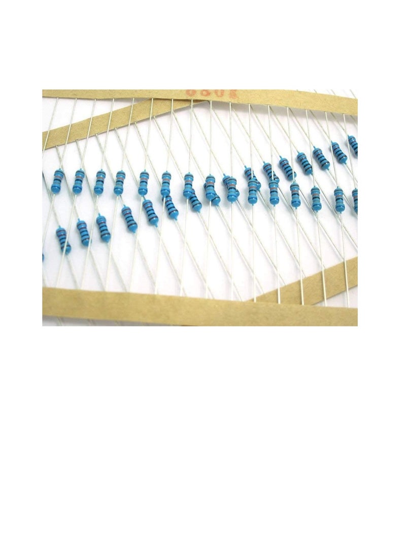 1/4W Metal Film Resistor, 5 Colour Ring Band 1% Ω Ohms Tolerance, For Electrical DIY Pack of 50 (1/4W 1KΩ (1000ohms))  - Image 1