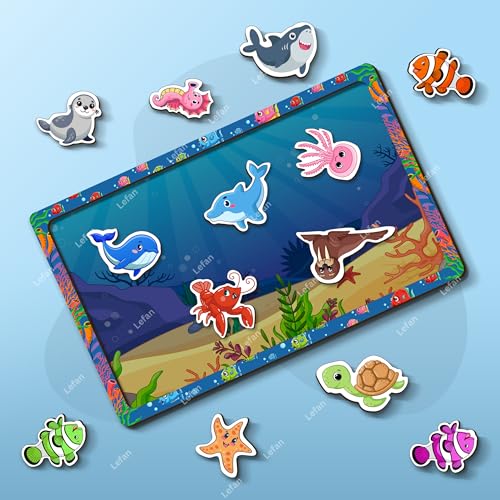 Lefan Wooden Magnetic Fishing Game for Kids Montessori Toddler Toy with 1 Magnetic Rod and Assorted Wooden Fish Fine Motor Skill Development Toy for Boys & Girls Ages 3 4 5 6 7+ - Image 5