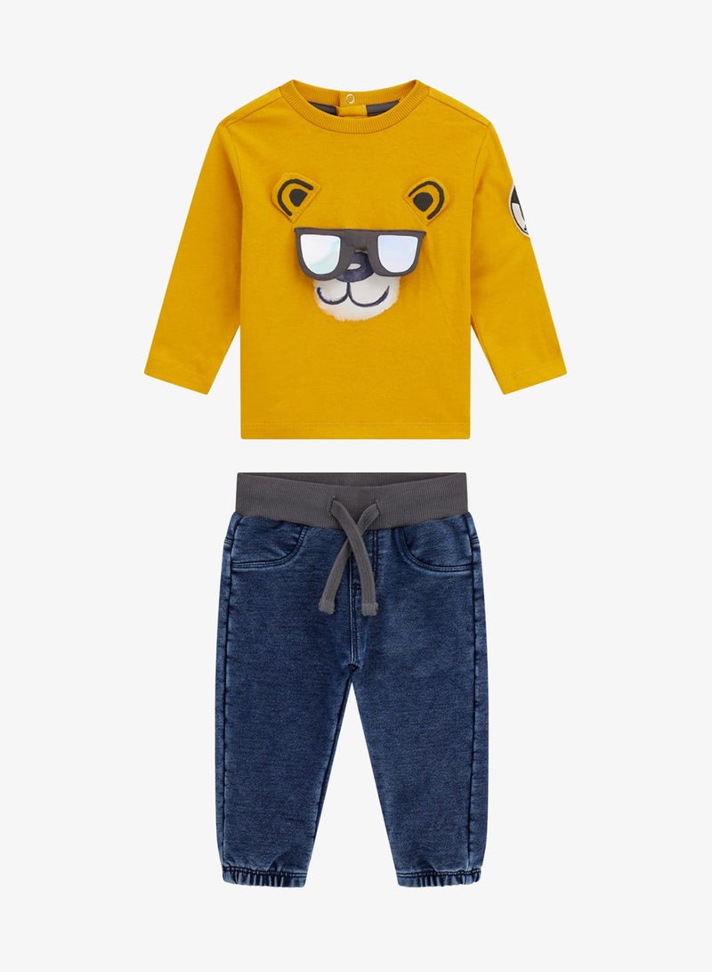 GUESS Kids Crew Neck T-Shirt and Denim Pant Sets - Image 1