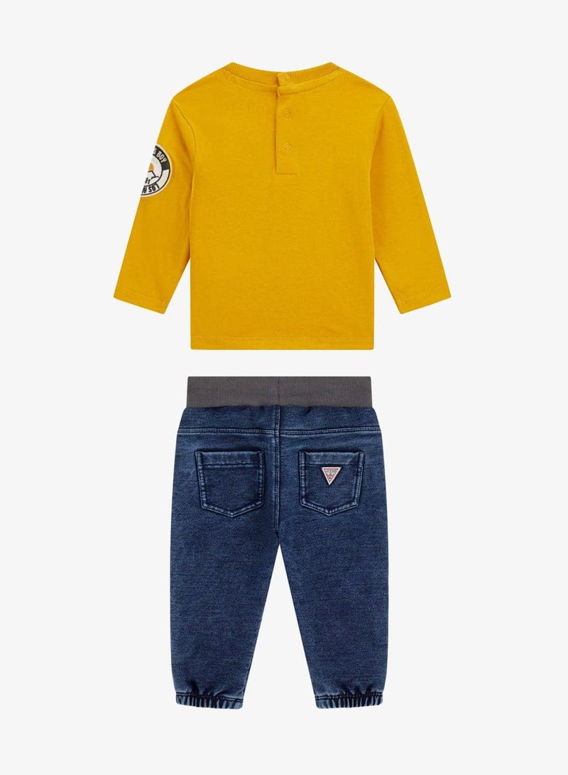 GUESS Kids Crew Neck T-Shirt and Denim Pant Sets - Image 3
