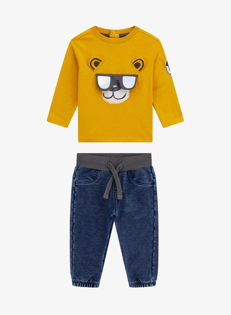 GUESS Kids Crew Neck T-Shirt and Denim Pant Sets - Image 2