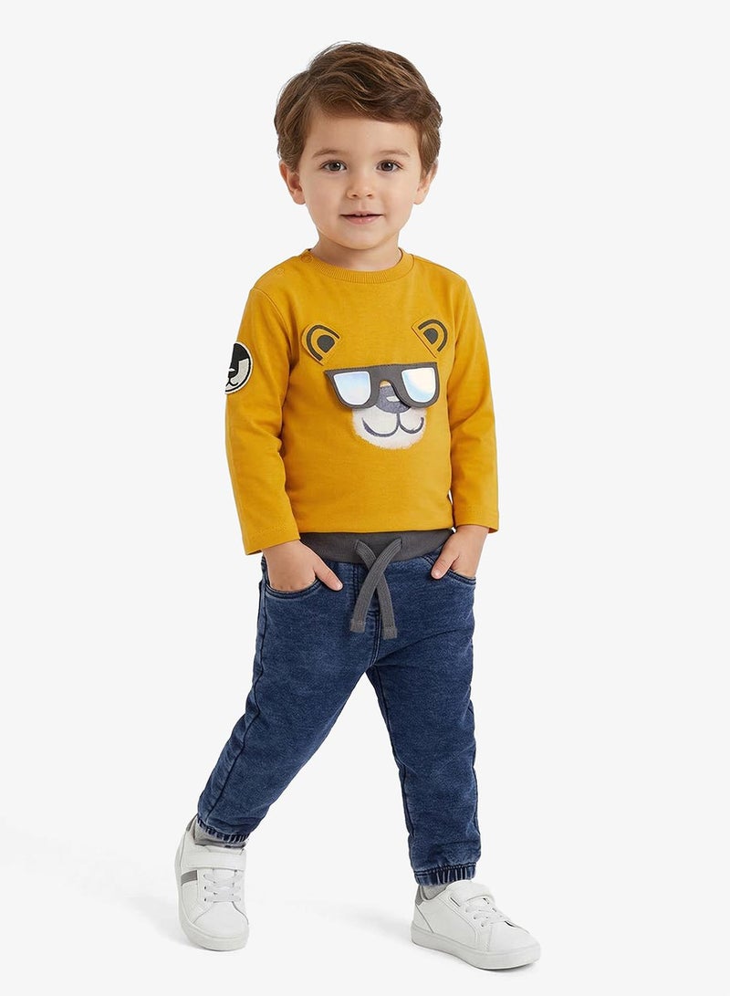 GUESS Kids Crew Neck T-Shirt and Denim Pant Sets - Image 1