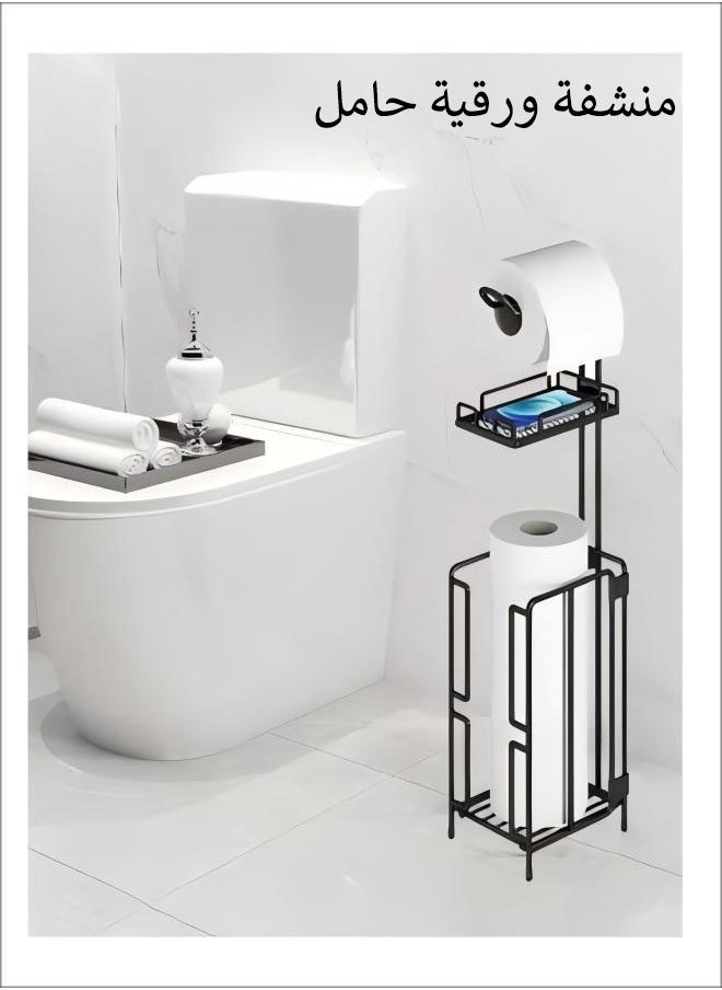 Generic - Toilet Paper Holder Stand Tissue Paper Roll Dispenser  Shelf For Bathroom Storage Metal Toilet Roll Holder Paper Towel Stand  Holds Reserve Mega Rolls Bathroom Freestanding Toilet Tissue Storage - Image 1