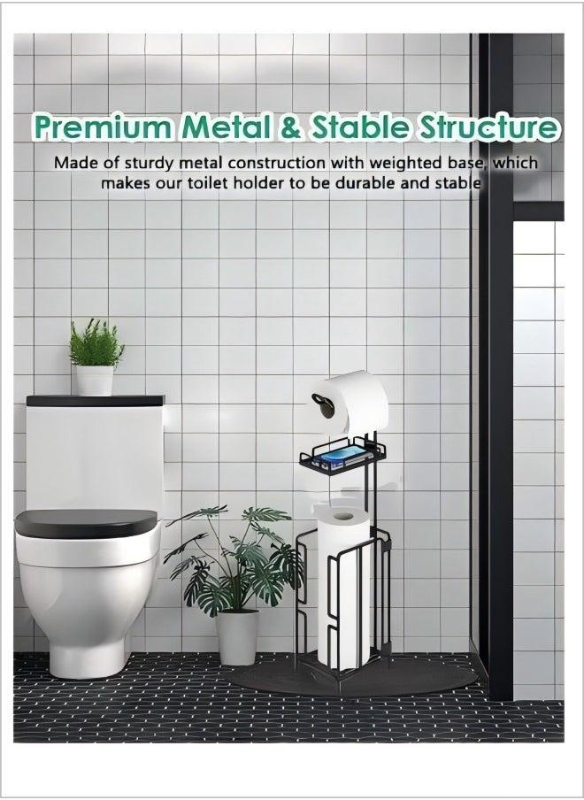 Generic - Toilet Paper Holder Stand Tissue Paper Roll Dispenser  Shelf For Bathroom Storage Metal Toilet Roll Holder Paper Towel Stand  Holds Reserve Mega Rolls Bathroom Freestanding Toilet Tissue Storage - Image 1