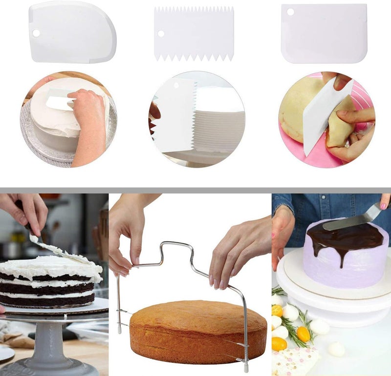 Miecux Cake Decorating Turntable,Cake Decorating Supplies with Decorating Comb/Icing Smoother(3pcs),2 Icing Spatula with Sided & Angled … - Image 2