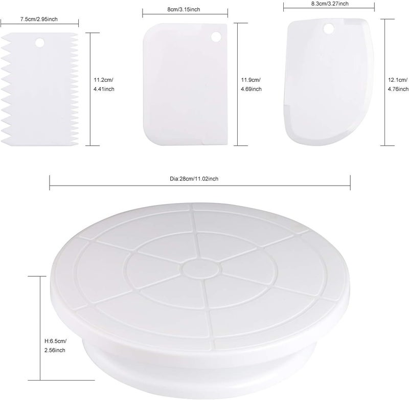 Miecux Cake Decorating Turntable,Cake Decorating Supplies with Decorating Comb/Icing Smoother(3pcs),2 Icing Spatula with Sided & Angled … - Image 3