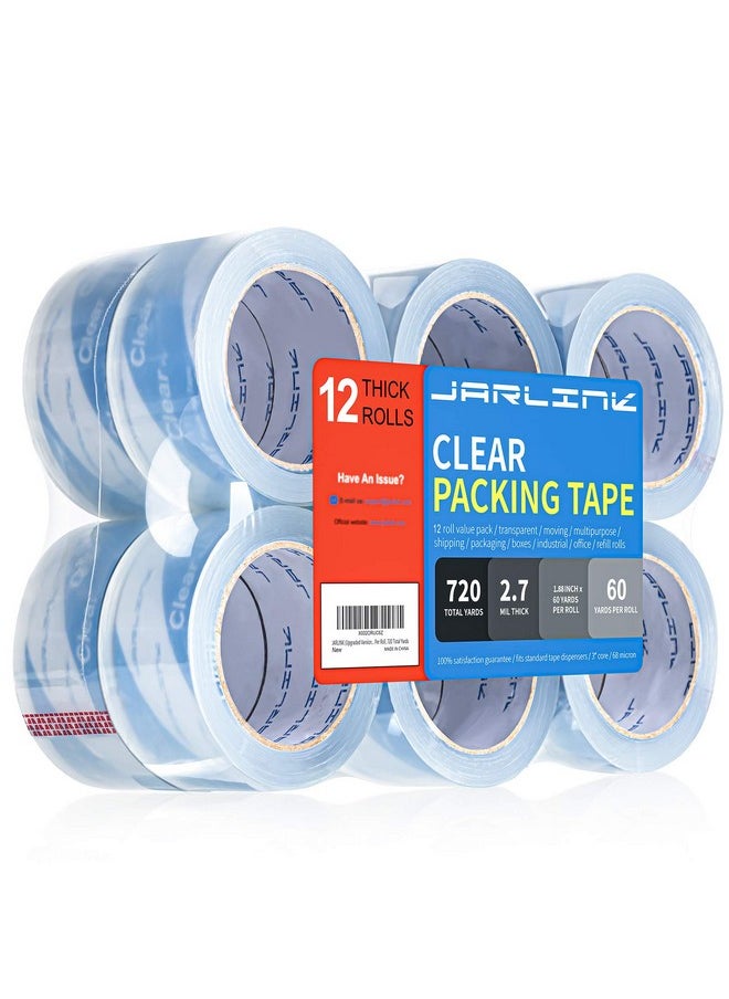 JARLINK Clearer Packing Tape 12 Rolls Heavy Duty Packaging Tape For Shipping Packaging Moving Sealing 2.7Mil Thick 1.88 Inches Wide 60 Yards Per Roll 720 Total Yards  - Image 1