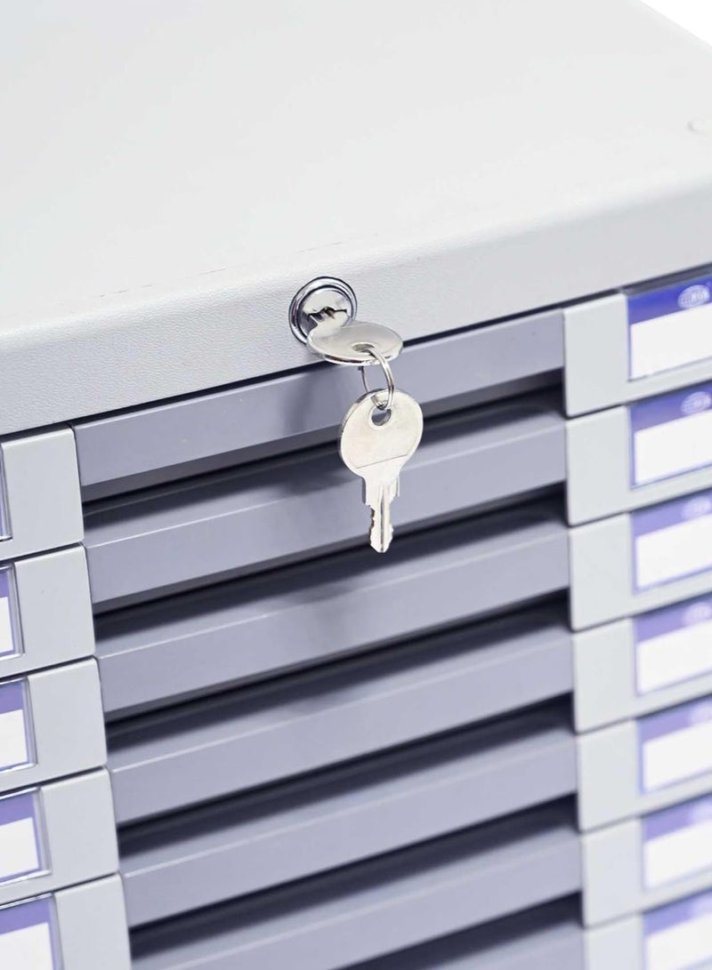 FIS File Cabinet 8-Drawers with Key Grey - FSOTUS-23BK - Image 3