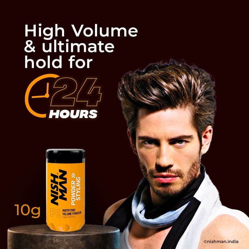 nishman Mattifying Hair Volumizing Powder Wax Matte Finish 24 Hrs Strong Hold For Men Hair Styling Powder Wax 10g Pack of 1 - Image 3
