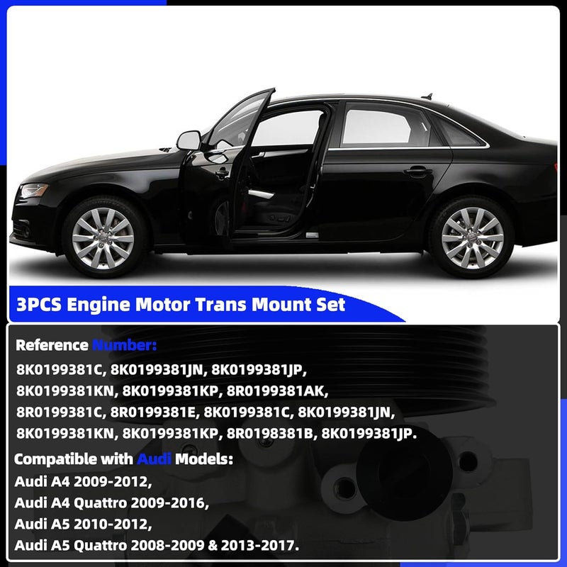 3PCS Engine Motor Transmission Mount Set for Audi - Image 2