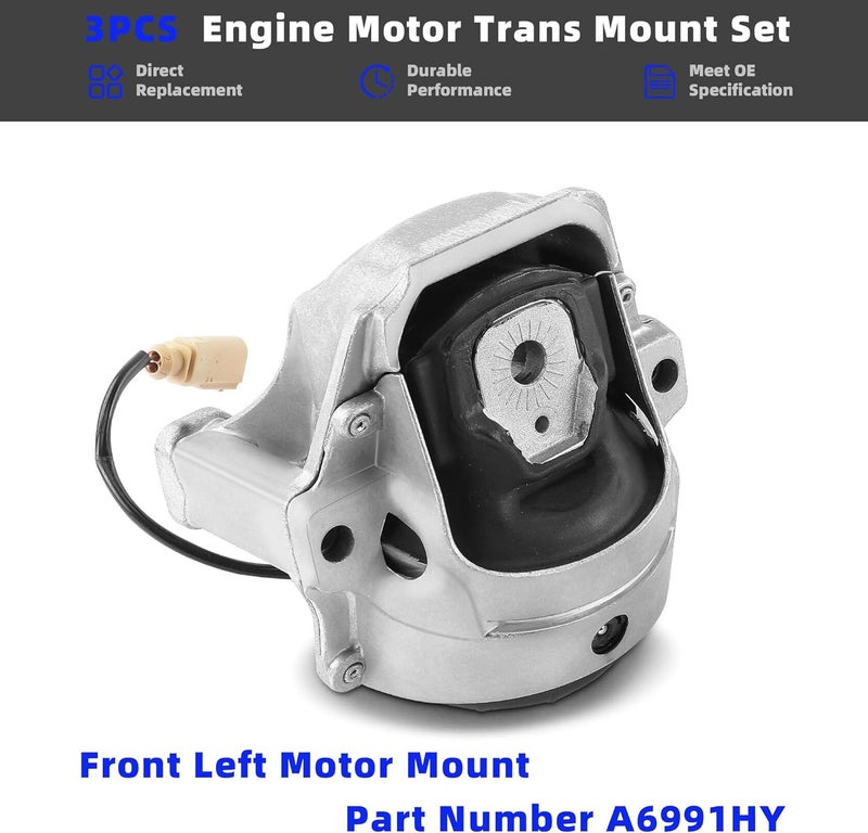 3PCS Engine Motor Transmission Mount Set for Audi - Image 3