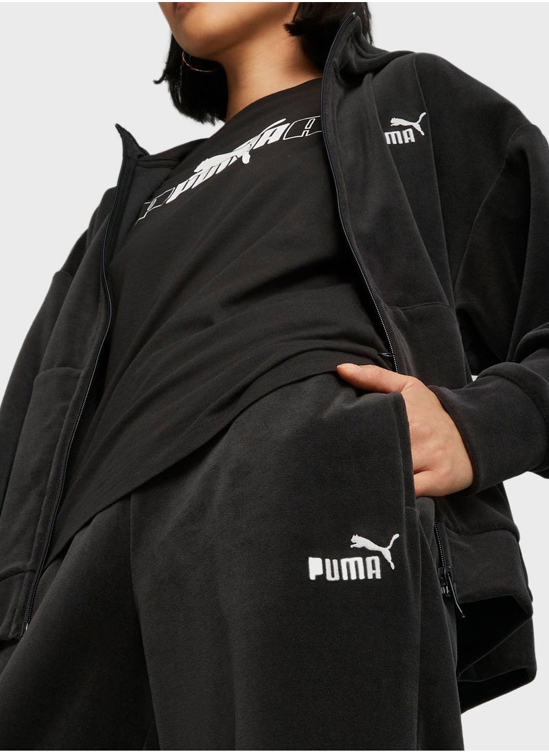 PUMA - Essential Elevated Velour Straight Pants - Image 1