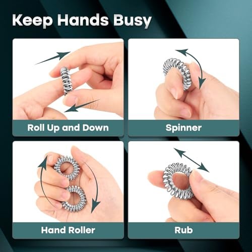 SMALL FISH Fidget Toys Adults Sensory Rings Metal Fidget Rings for Stress Relief 2 Pack Sensory Stim Toys for ADHD Autism Acupressure Ring for Finger Massage Fidgets for Office School Easter Basket Stuffers - Image 5