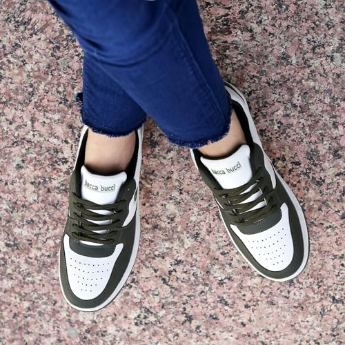 Bacca Bucci® Emily Low-top Flat Sole Sneakers for Women | Colorblock Shoes with Rubber Outsole- Olive, Size UK38 - Image 2