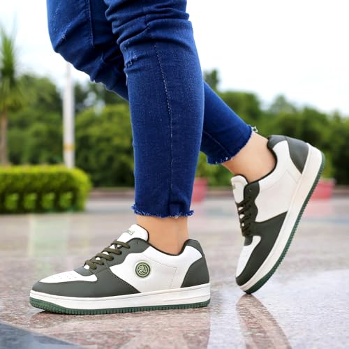 Bacca Bucci® Emily Low-top Flat Sole Sneakers for Women | Colorblock Shoes with Rubber Outsole- Olive, Size UK38 - Image 3