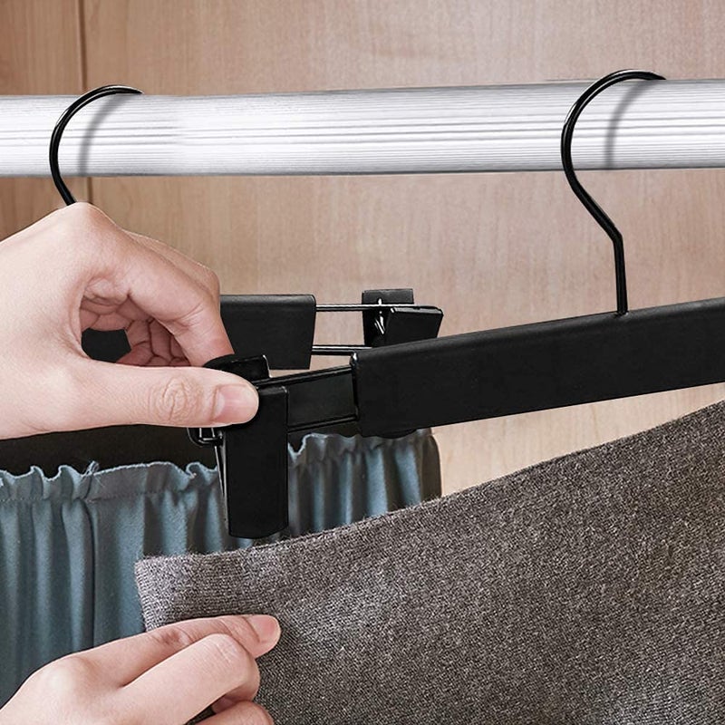 Lamitocs Skirt Hangersï¼ŒPants Hangers with Clipsï¼Œ360 Â° Swivel Hooks Space Saving Hangers for Pants, Skirts, Clothes, Jeans (10Pack, Black) - Image 3