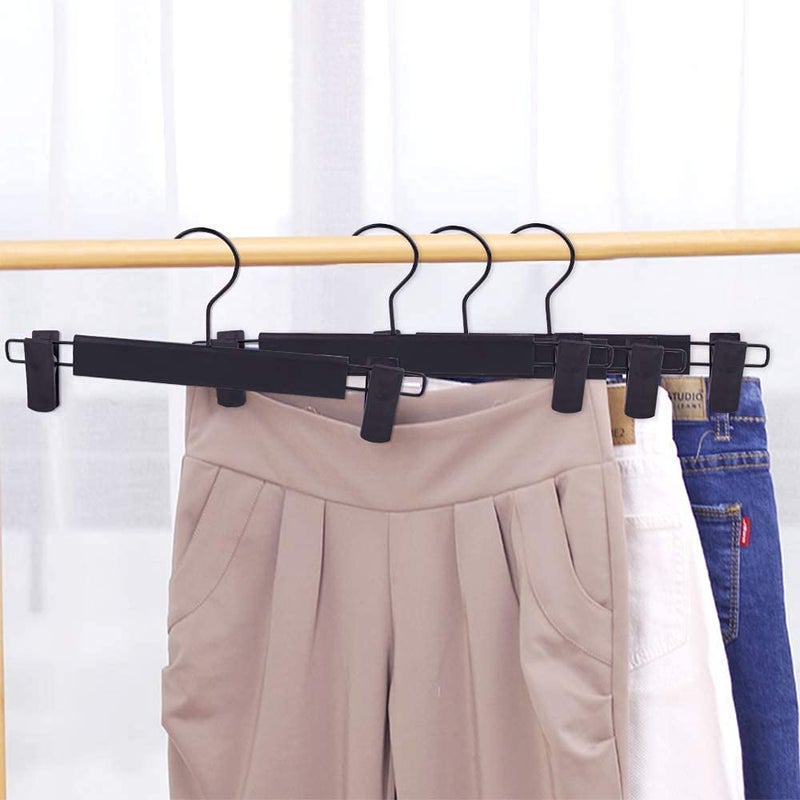 Lamitocs Skirt Hangersï¼ŒPants Hangers with Clipsï¼Œ360 Â° Swivel Hooks Space Saving Hangers for Pants, Skirts, Clothes, Jeans (10Pack, Black) - Image 4