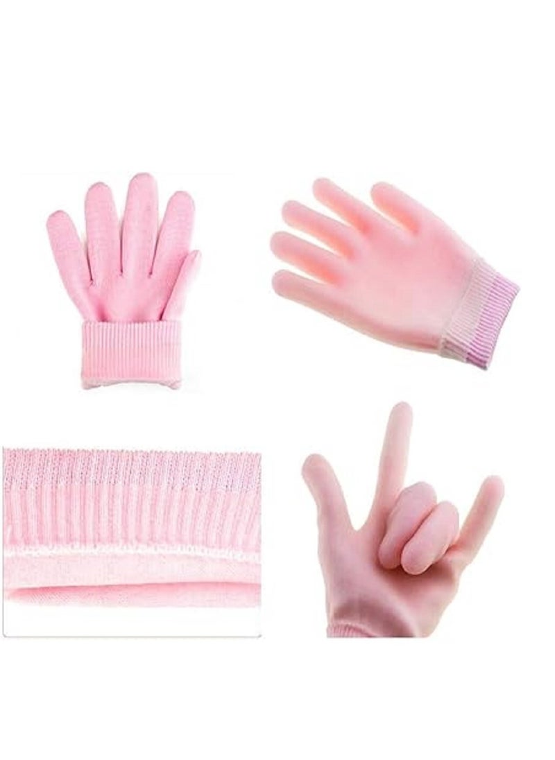 Moisturizing gel gloves and socks. This set features a soft silicone lining that ensures comfort during use. Pink color. These gloves and socks give you a touch of elegance while taking care of yourself.