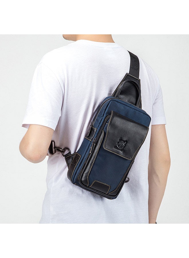 BULLCAPTAIN Men Leather Sling Bag Casual Chest Bag Pack Crossbody Bag Sling Backpack Travel Shoulder Backpack  - Image 5