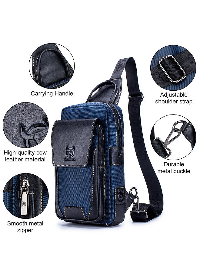 BULLCAPTAIN Men Leather Sling Bag Casual Chest Bag Pack Crossbody Bag Sling Backpack Travel Shoulder Backpack  - Image 3