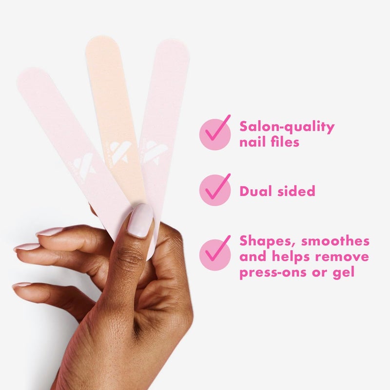 Olive & June Nail File Pack | 3 Dual-Sided Nail Files for Smoothing & Shaping | 2 Salon-Style for Manicures + Pedicures | Pro-Quality Nail Tools for At-Home Use | Gentle Dual-Grit Finish - Image 3