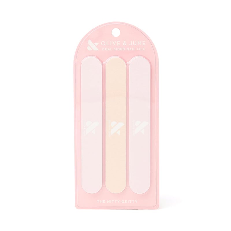 Olive & June Nail File Pack | 3 Dual-Sided Nail Files for Smoothing & Shaping | 2 Salon-Style for Manicures + Pedicures | Pro-Quality Nail Tools for At-Home Use | Gentle Dual-Grit Finish - Image 1